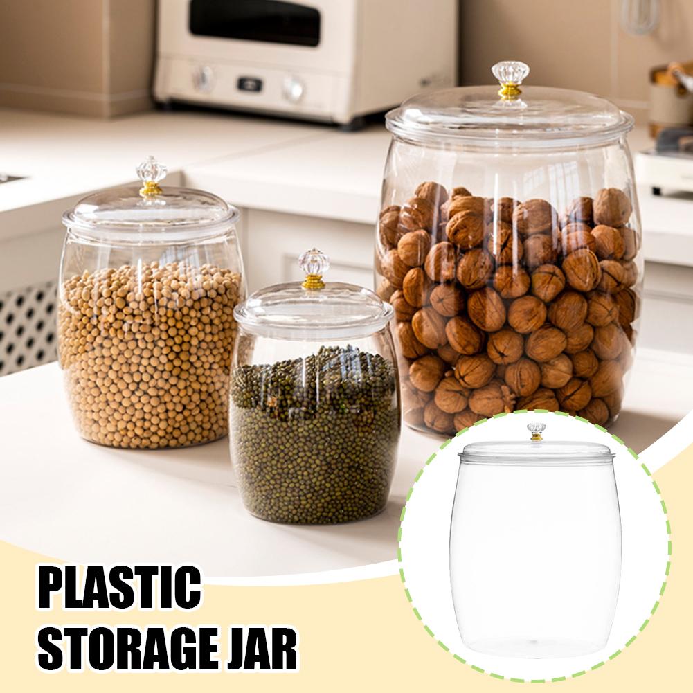 Food Storage Plastic Containers With Lids - Large Transparent Plastic Sealed Jar with