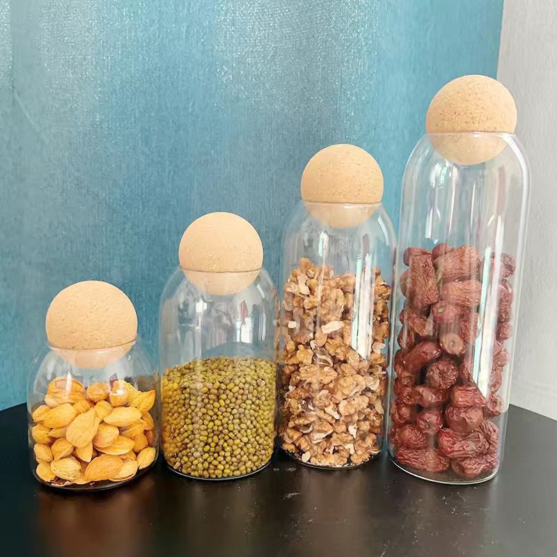 Clear Glass Storage Jars With  - Food Storage Glass Round review and price