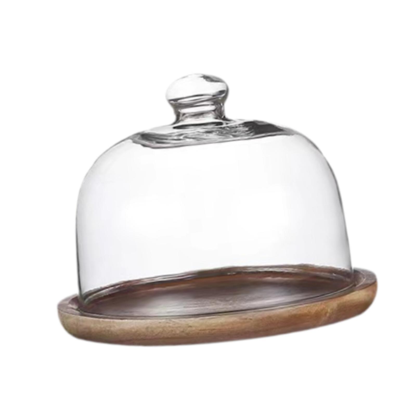 Wooden Cake Stand with Glass C - Food Storage Glass Round review and price