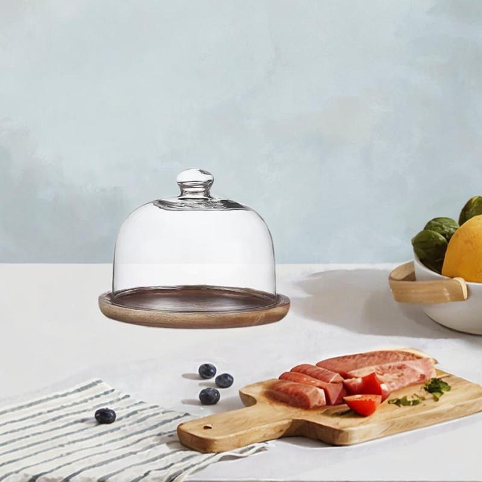 Wooden Cake Stand with Glass C - Food Storage Glass Round review and price