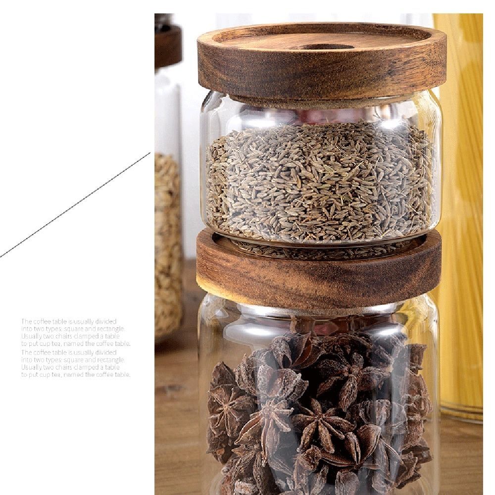 Multi-Use Wooden Lid Glass Foo - Food Storage Glass Round review and price