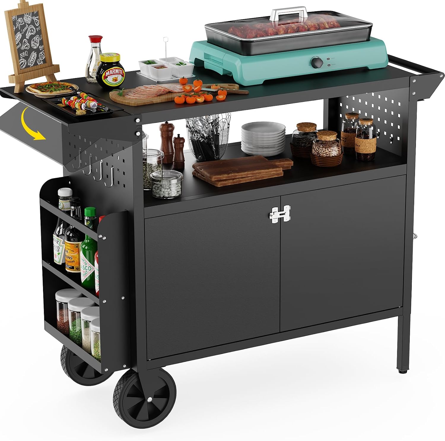 Outdoor Grill Cart Table With  - Food Storage Camping review and price