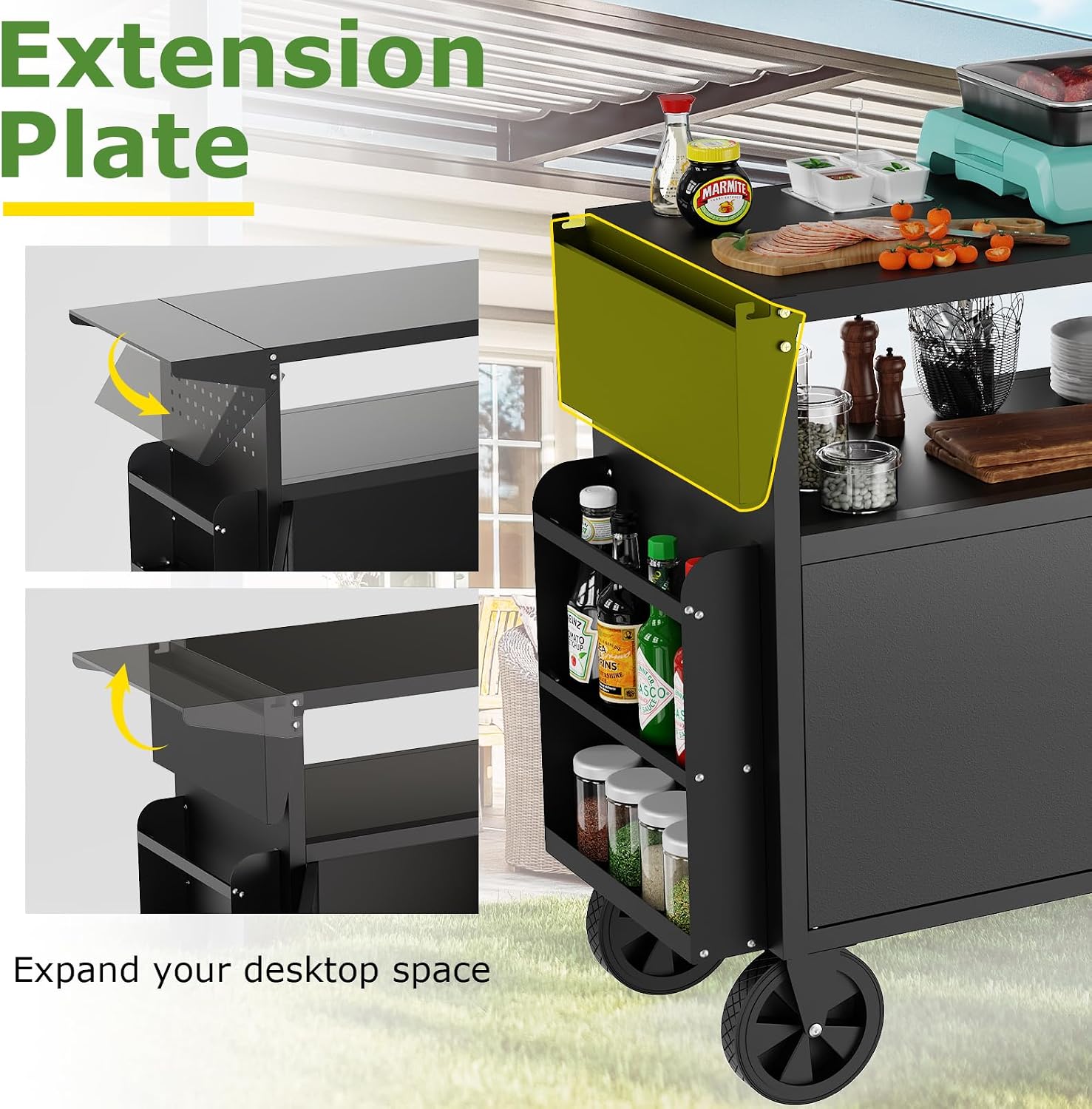Outdoor Grill Cart Table With  - Food Storage Camping review and price