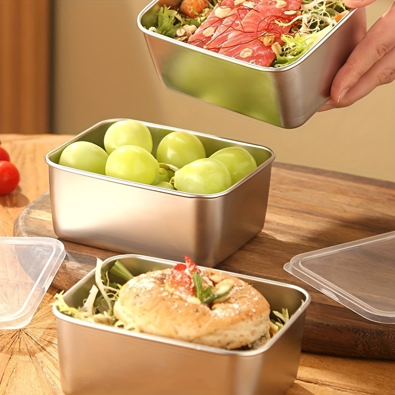 3/6Pcs Stainless Steel Rectang - Food Storage Boxes With Lids review and price