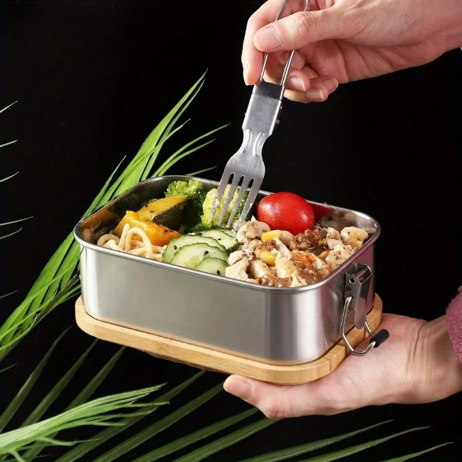 New 304 Stainless Steel Bamboo - Food Storage Boxes With Lids review and price