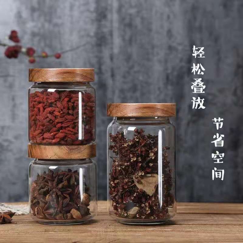 Round Glass Tube Jar Acacia Wo - Food Storage Glass Round review and price