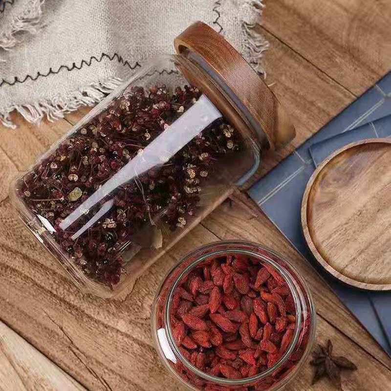 Round Glass Tube Jar Acacia Wo - Food Storage Glass Round review and price