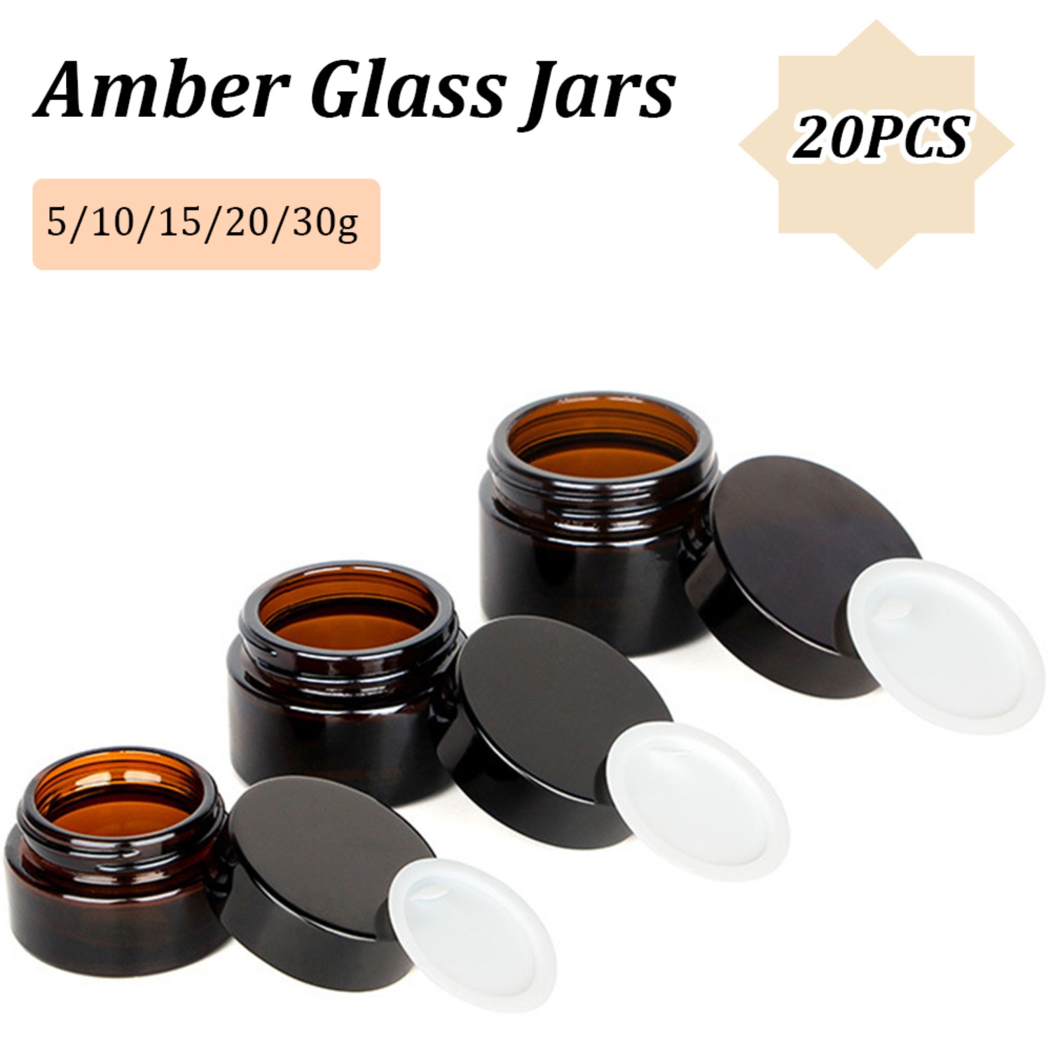 20PCS Small Amber Glass Jars w - Food Storage Glass Round review and price